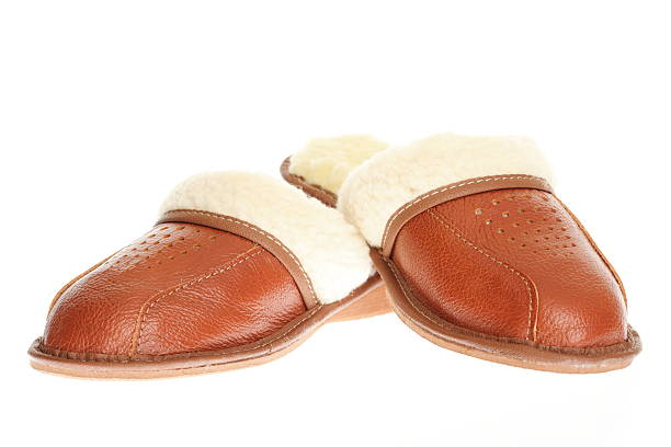 istock brown slippers isolated on a white background. 111893028