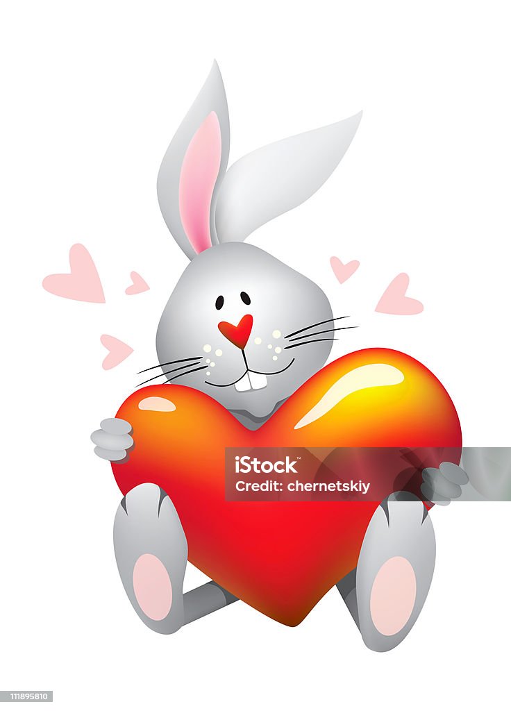 Dolce cuore coniglietto - Foto stock royalty-free di Coniglio - Animale