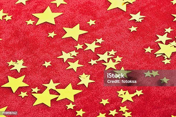 Rainy Confetti Red Background Stock Photo - Download Image Now - Backgrounds, Bright, Celebration