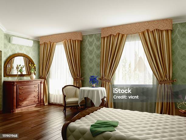 Bedroom Interior Stock Photo - Download Image Now - Curtain Valance, Bedroom, Curtain