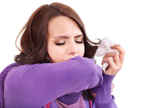 istock Woman with handkerchief having cold. 111907857