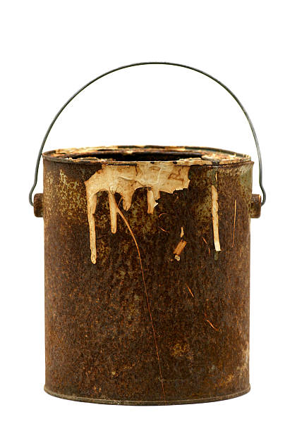 istock Close-up of a rusty old paint can isolated on white 111917647