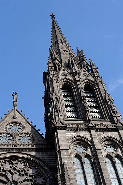 Black cathedral of Clermont Ferrand France stock photo