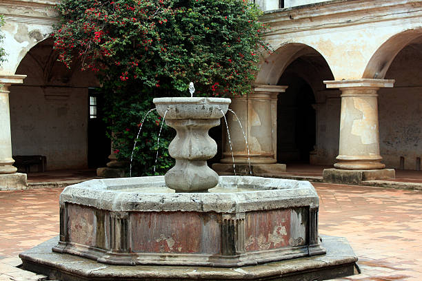 Fountain Capuchin Convent Antigua Guatemala stock photo