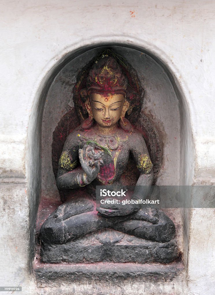 Bodhisattva-Statuen Swayabunath Stupa Nepal - Lizenzfrei Antiker Gegenstand Stock-Foto