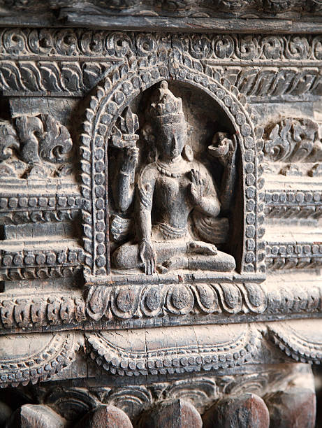 Narajan Vishnu wood carving Patan Nepal  patan durbar square stock pictures, royalty-free photos & images