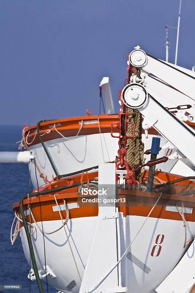 rescue boats ready to launch  Blue Stock Photo