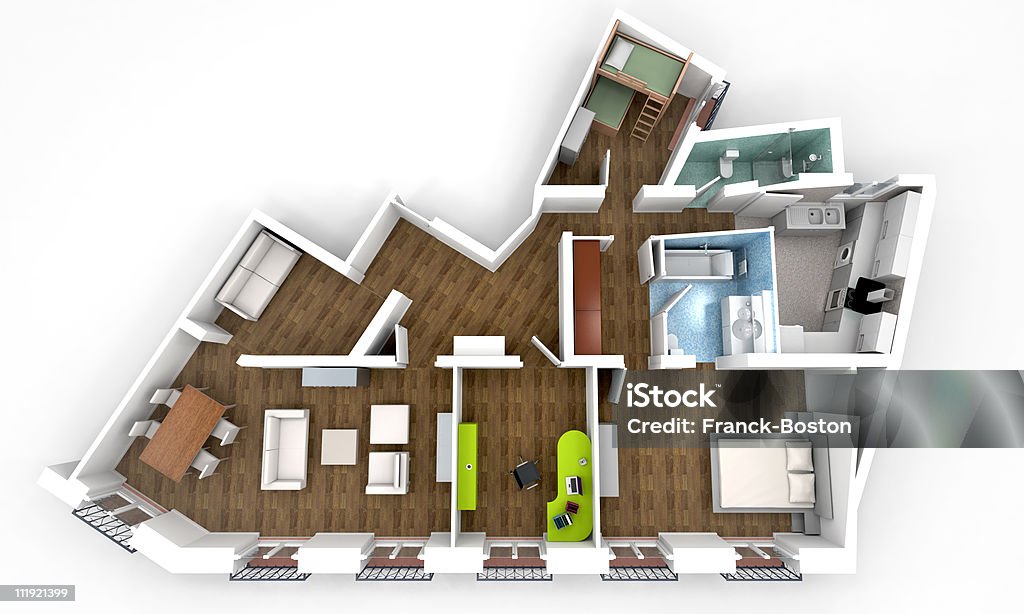 Distribuição inicial a partir de cima - Royalty-free Apartamento Foto de stock