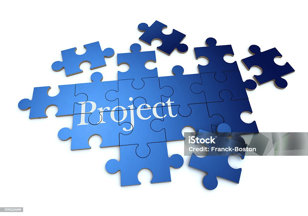 Project puzzle in blue  Backgrounds Stock Photo