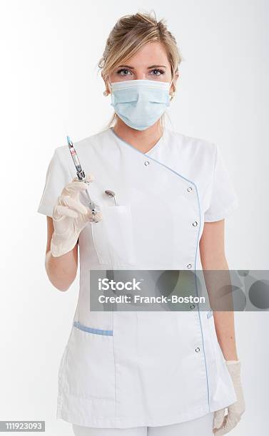 Blonde Female Dentist Stock Photo - Download Image Now - Dental Equipment, Dental Health, Only Women