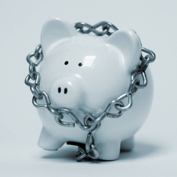 istock Piggy Bank Wrapped in Chains 111924704