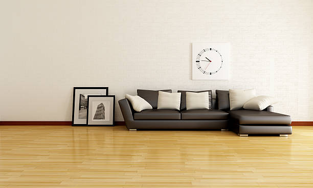 istock Minimalist modern living room with white walls 111925540