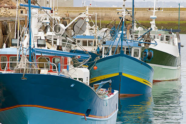 Typical Mediterranean Sea small artisanal fisheries. Trawlers at the harbor of Anzio