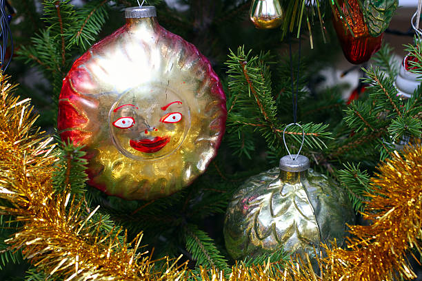 Troll face made of wood, christmas decoration, recycling of wood materials and cloth