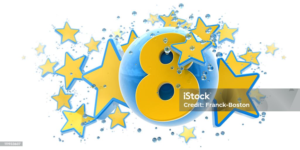Achten Jahrestag Blau und Gelb - Lizenzfrei Geburtstagskarte Stock-Foto