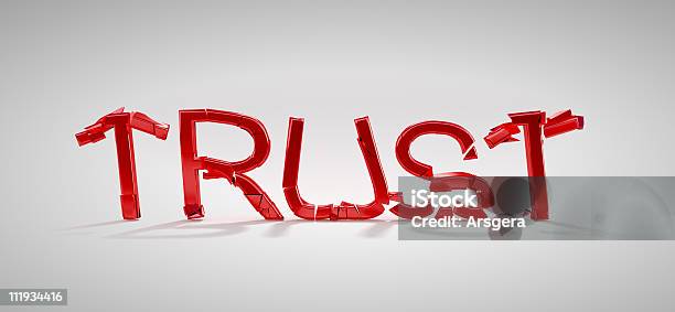 Red Trust Word Destruction Stock Photo - Download Image Now - Trust, Lost, Loss