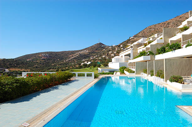 istock Swimming pool at the modern luxury hotel, Crete, Greece 111935303