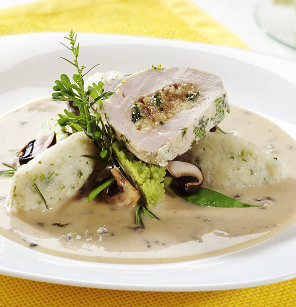 istock Chicken roll and dumplings in mushroom sauce 111935342