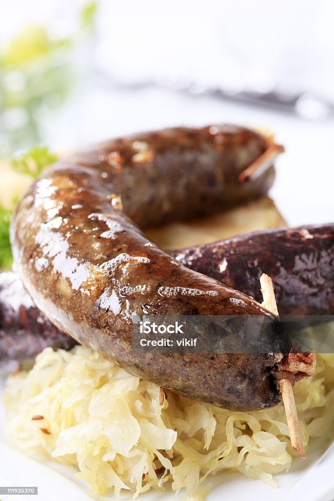 Sausages and sauerkraut  Black Pudding Stock Photo