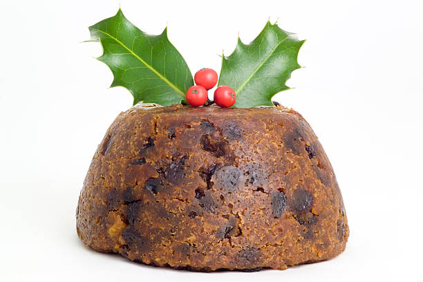 Christmas pudding on white background  christmas pudding stock pictures, royalty-free photos & images