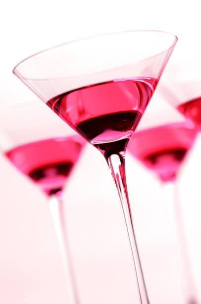 istock Four Pink Cosmopolitan Maritini Glasses on White 111948866