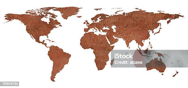 Óxido Mapa Del Mundo Sobre Fondo Blanco Foto de stock y más banco de imágenes de Asia - Asia, Australia, Cartografía