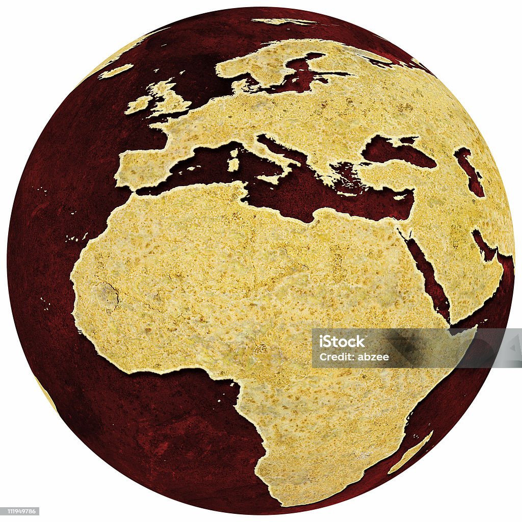 Rusty globo sobre fundo vermelho grungey África e a Europa - Royalty-free Comunicação Global Foto de stock