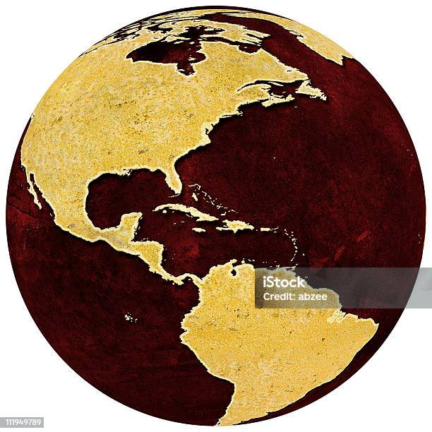 Rusty Globo Sobre Fundo Vermelho Grungey Mostrando As Américas - Fotografias de stock e mais imagens de América Latina