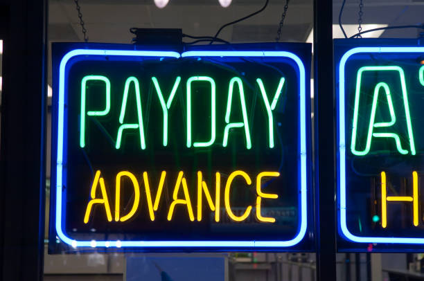 Payday Advance Check Cashing Neon Sign stock photo