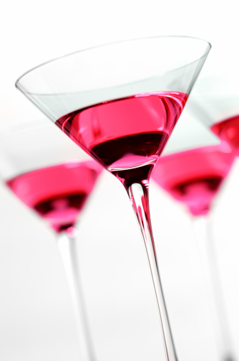 Cosmopolitan Martini Glasses Isolated on White Background
