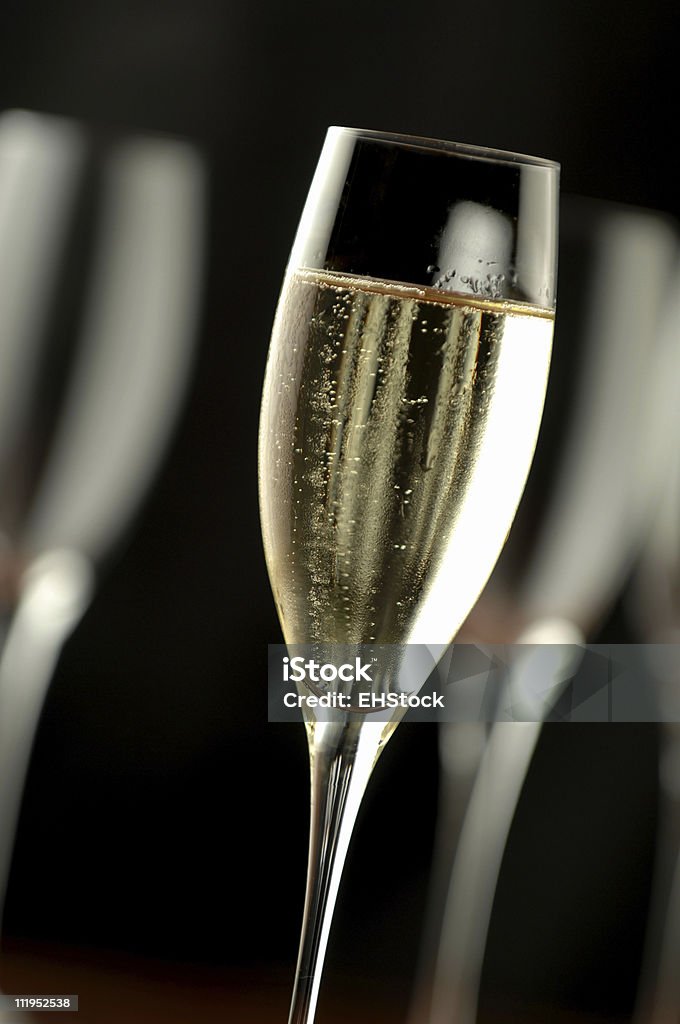 Champagne Flute on Black Champagne Flutes on Black Celebratory Toast Stock Photo