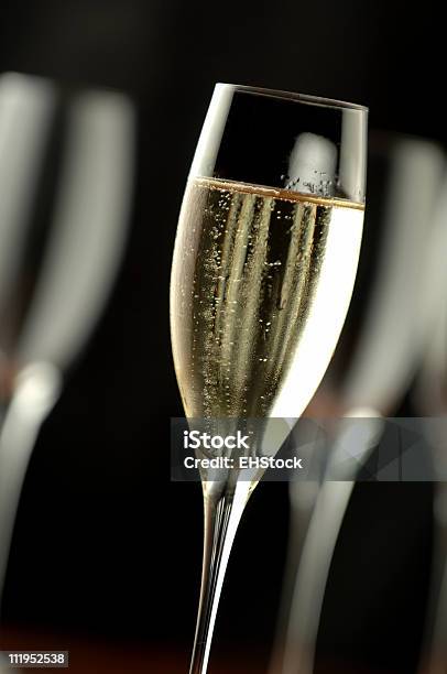 Champagne Flute On Black Stock Photo - Download Image Now - Celebratory Toast, Champagne, Alcohol - Drink