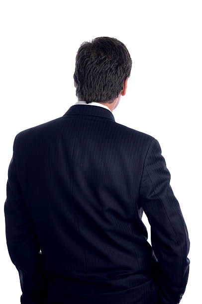 istock Slouching Businessman from behind Isolated on White Background 111952750