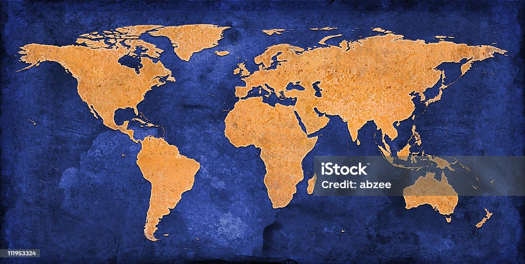 Azul Mapa do Mundo - Royalty-free Contorno Foto de stock