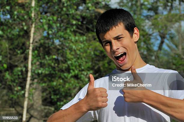 Thumbs Up Teen Stock Photo - Download Image Now - 16-17 Years, Boys, Brown Hair