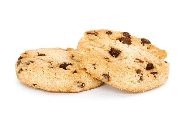 istock Two chocolate chip cookies on white 111956069