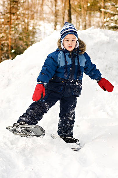 istock Young kid with snowshoes walking in snow 111959096