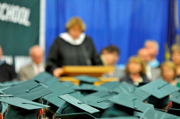 Concept education congratulation and Graduation Ceremony. Congratulated the graduates in University during commencement,backside graduation black hats during commencement success graduates of the university,