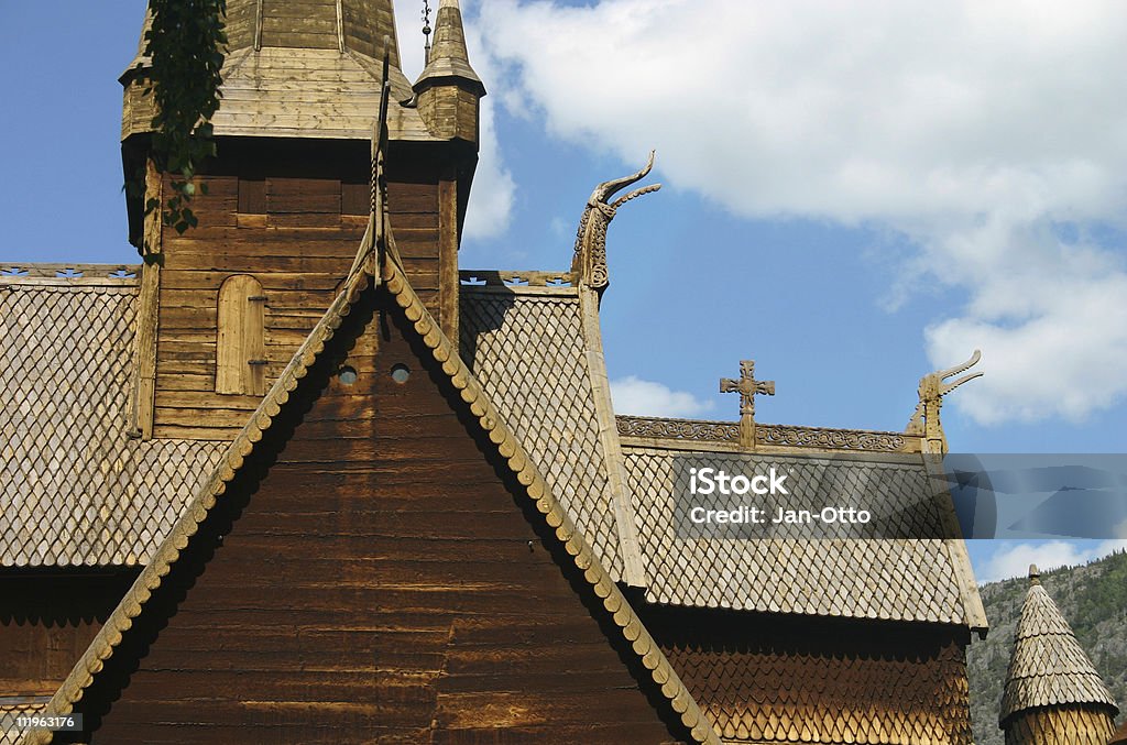 Norwegische Kirche aus Holz - Lizenzfrei Altertümlich Stock-Foto