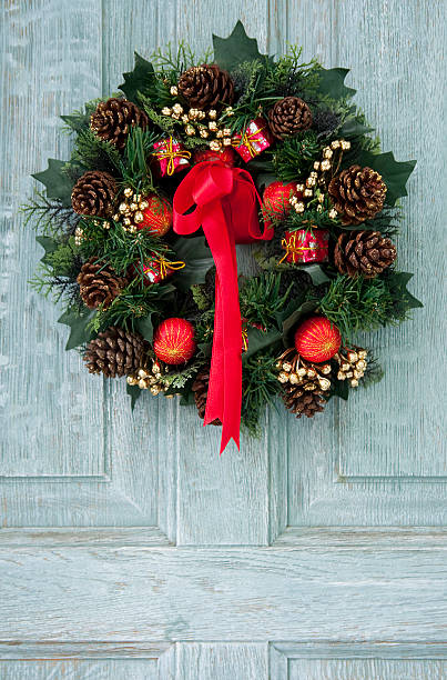 istock door with christmas wreath 111966899