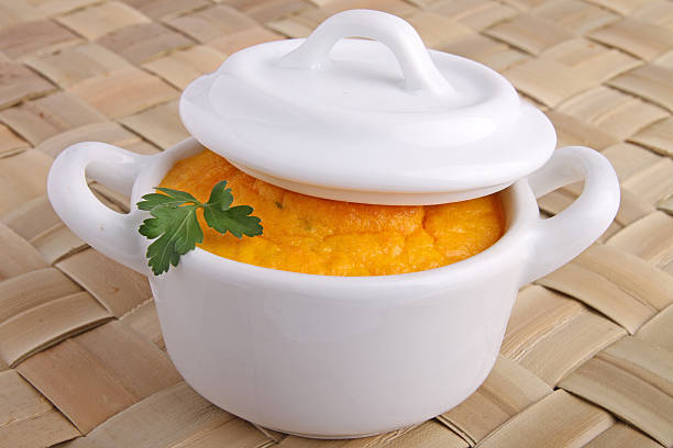 istock Carrot puree in a white dish with lid 111971664
