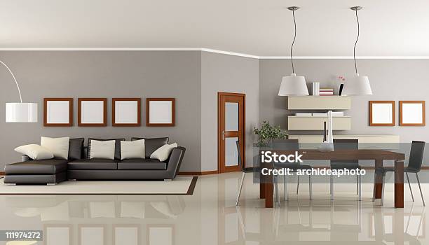 Modern Open Space Stock Photo - Download Image Now - Apartment, Border - Frame, Brown