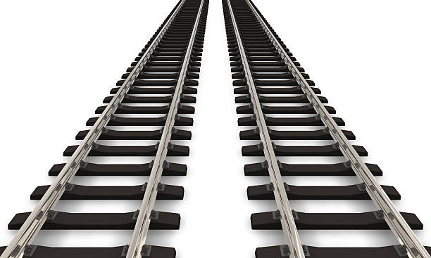 Two railroad tracks See also: railroad track on white stock pictures, royalty-free photos & images