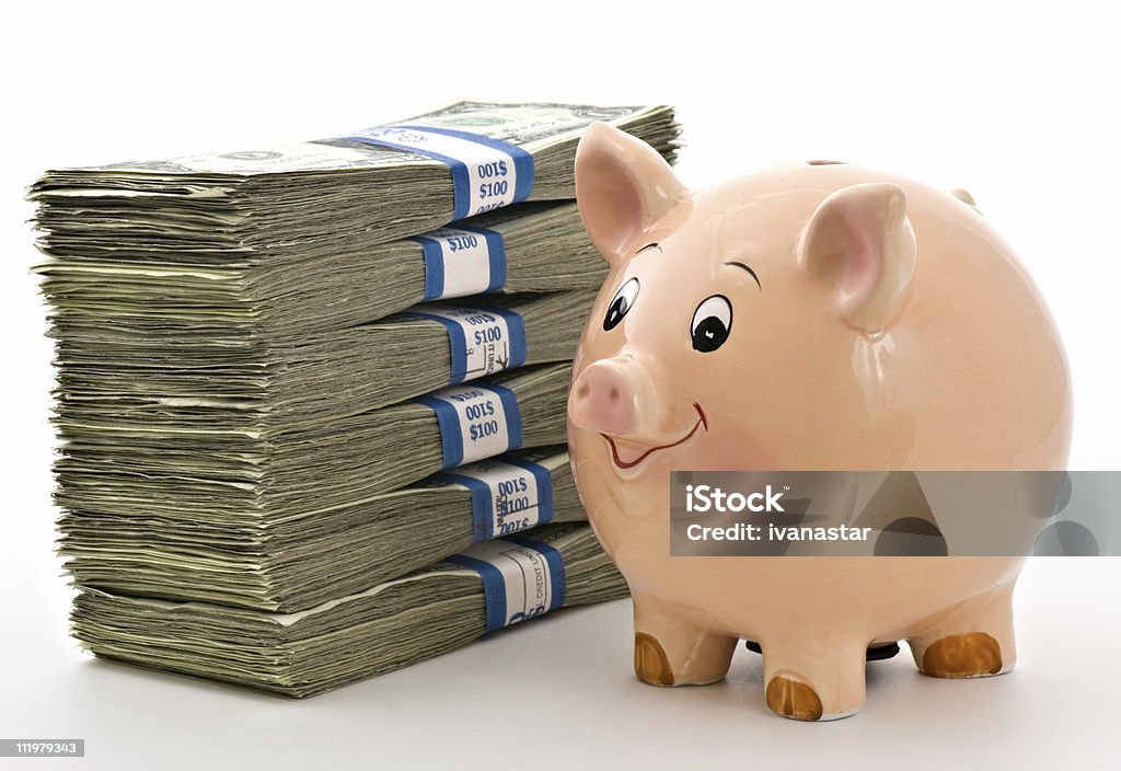 귀여운 돼지 저금통 돈을 - 로열티 프리 0명 스톡 사진