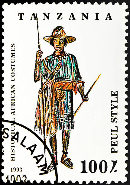 istock Old Postage Stamp from Tanzania, Featuring Historical African Costume 111981366
