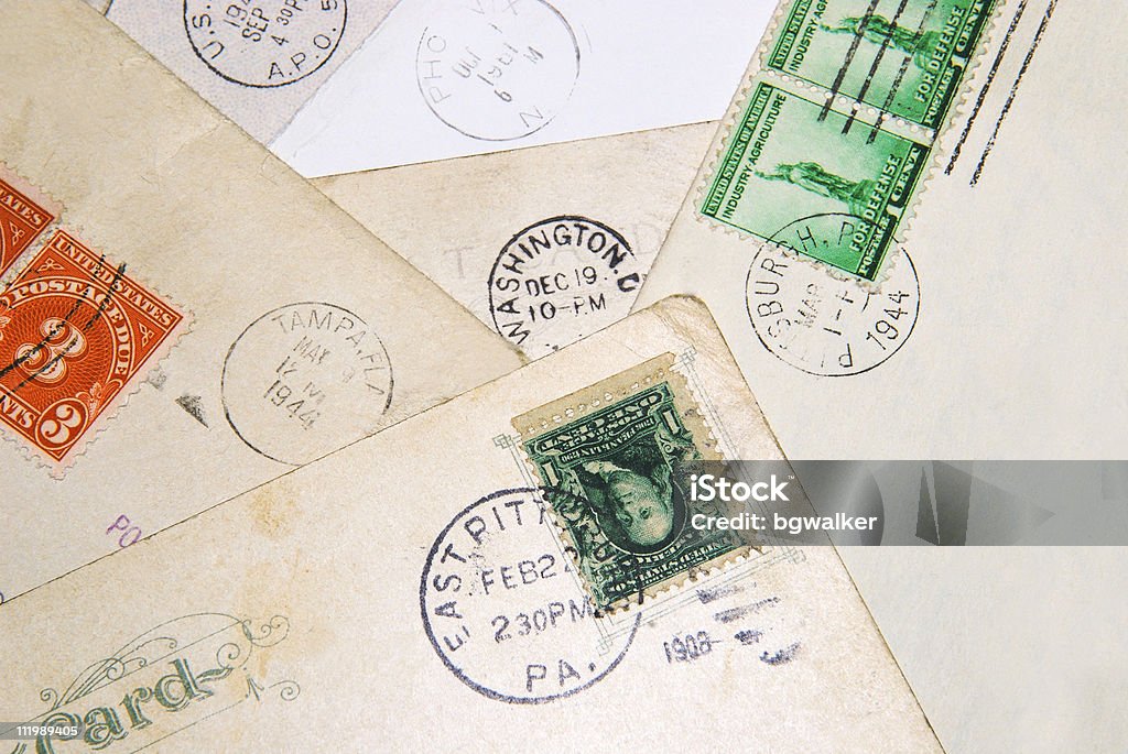 Sechs Postmarks - Lizenzfrei Alt Stock-Foto