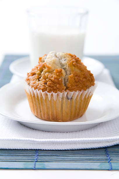 istock Blueberry muffin and milk 111996146