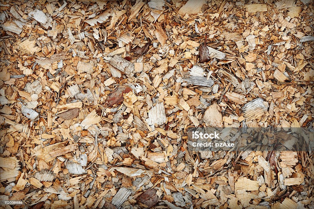 Resíduos de woodworking fabrico-sawdust fundo - Foto de stock de Amarelo royalty-free