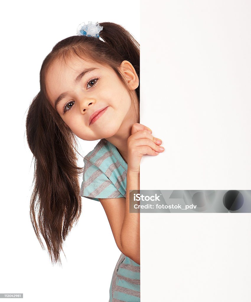 Chica con pizarra blanca - Foto de stock de Niño libre de derechos