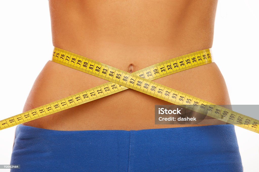 Diet? Woman body part is being measured Adult Stock Photo